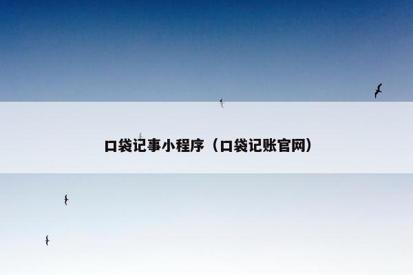 口袋记事小程序（口袋记账官网）