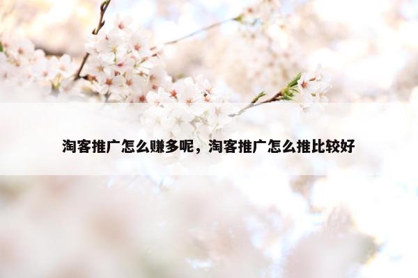 淘客推广怎么赚多呢，淘客推广怎么推比较好