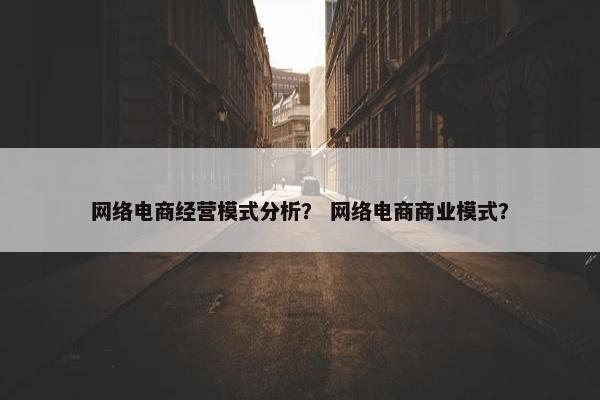 网络电商经营模式分析? 网络电商商业模式? 网络电商经营模式分析? 网络电商商业模式?
