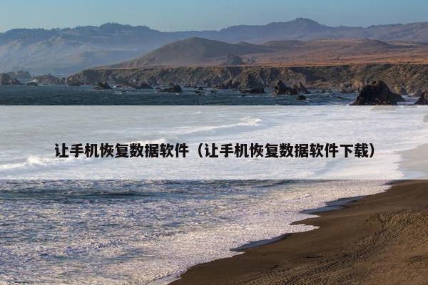 让手机恢复数据软件（让手机恢复数据软件下载）
