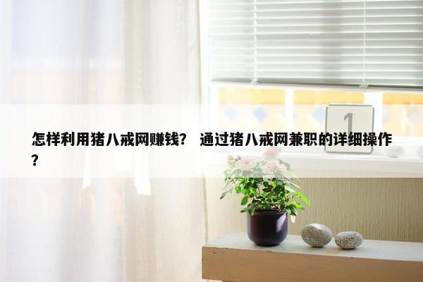 怎样利用猪八戒网赚钱？ 通过猪八戒网兼职的详细操作？