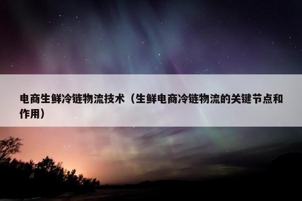电商生鲜冷链物流技术（生鲜电商冷链物流的关键节点和作用）