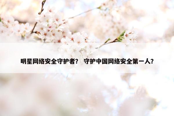 明星网络安全守护者? 守护中国网络安全第一人? 明星网络安全守护者? 守护中国网络安全第一人?