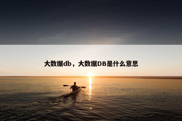 大数据db，大数据DB是什么意思