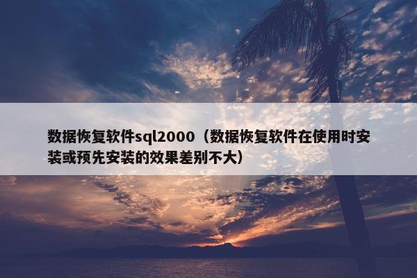 数据恢复软件sql2000（数据恢复软件在使用时安装或预先安装的效果差别不大）