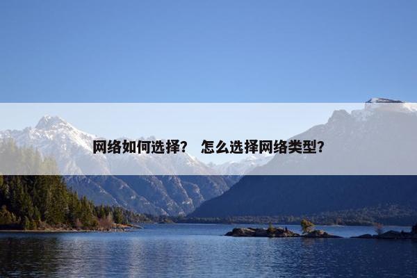 网络如何选择？ 怎么选择网络类型？