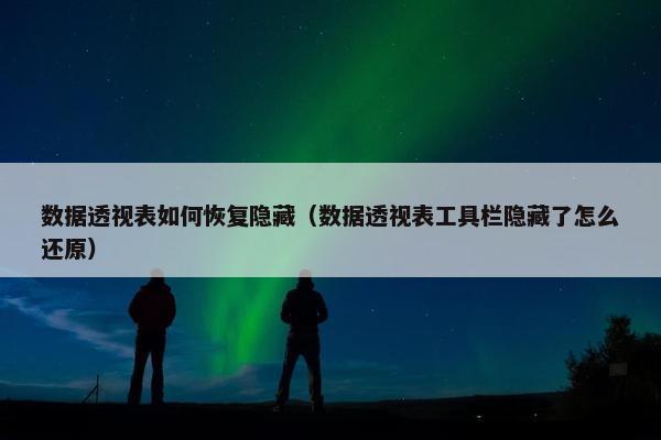 数据透视表如何恢复隐藏（数据透视表工具栏隐藏了怎么还原）