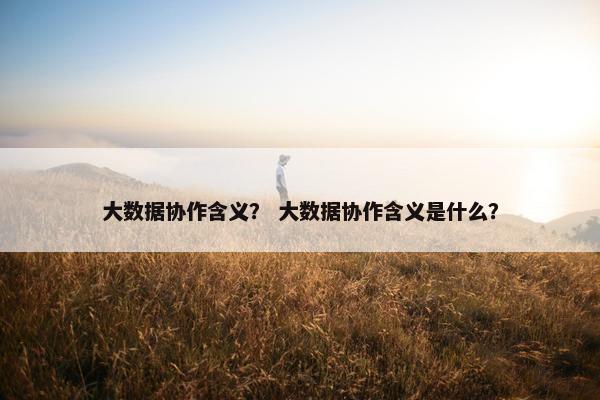 大数据协作含义？ 大数据协作含义是什么？