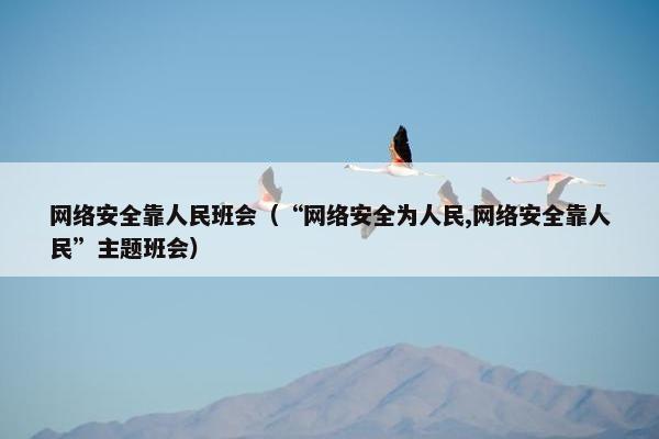 网络安全靠人民班会（“网络安全为人民,网络安全靠人民”主题班会）