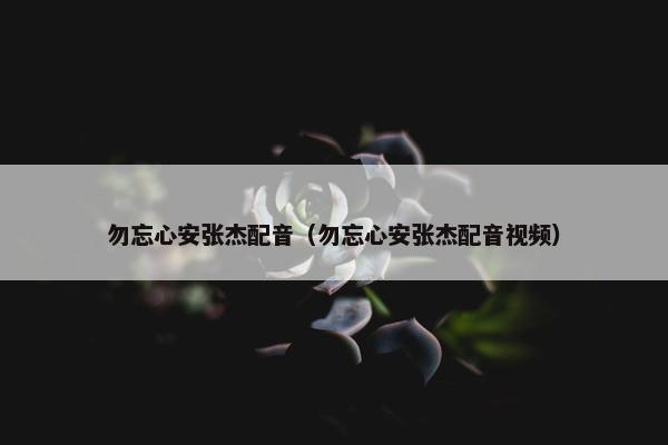 勿忘心安张杰配音（勿忘心安张杰配音视频）