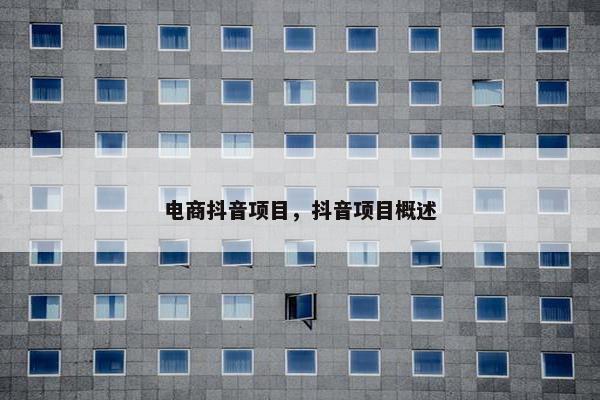 电商抖音项目,抖音项目概述 电商抖音项目,抖音项目概述