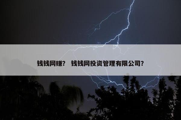 钱钱网赚？ 钱钱网投资管理有限公司？