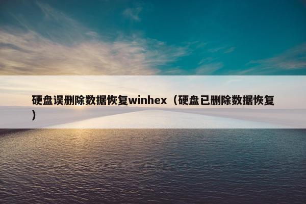 硬盘误删除数据恢复winhex（硬盘已删除数据恢复）
