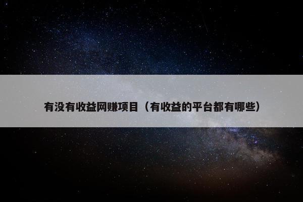 有没有收益网赚项目（有收益的平台都有哪些）