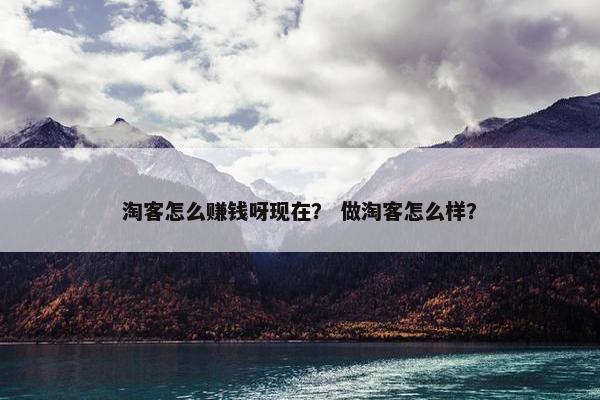 淘客怎么赚钱呀现在？ 做淘客怎么样？