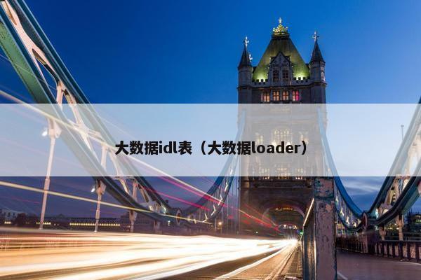 大数据idl表（大数据loader）