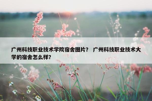 广州科技职业技术学院宿舍图片？ 广州科技职业技术大学的宿舍怎么样？