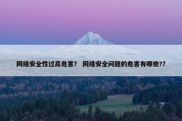 网络安全性过高危害？ 网络安全问题的危害有哪些?？