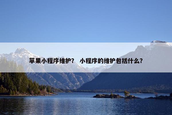 苹果小程序维护？ 小程序的维护包括什么？