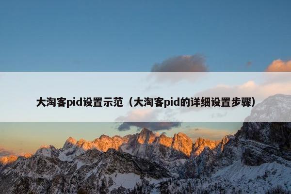 大淘客pid设置示范(大淘客pid的详细设置步骤) 大淘客pid设置示范(大淘客pid的详细设置步骤)