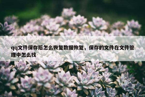 qq文件保存后怎么恢复数据恢复，保存的文件在文件管理中怎么找