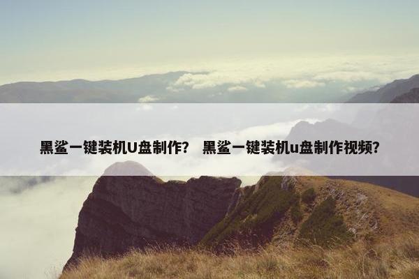 黑鲨一键装机U盘制作？ 黑鲨一键装机u盘制作视频？