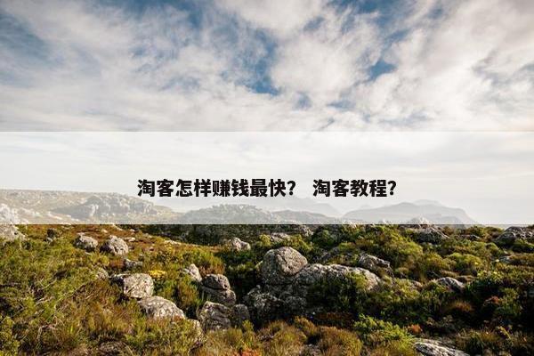 淘客怎样赚钱最快？ 淘客教程？