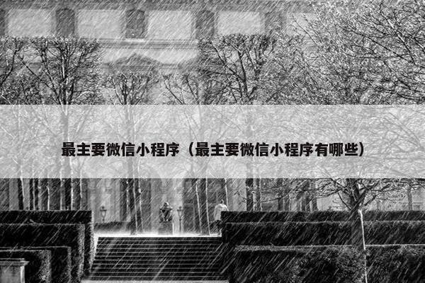 最主要微信小程序（最主要微信小程序有哪些）