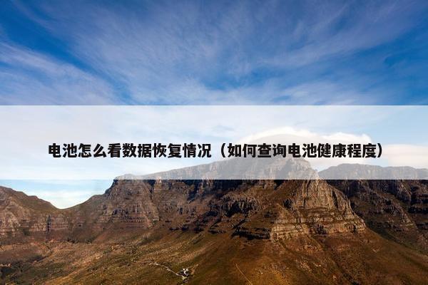 电池怎么看数据恢复情况（如何查询电池健康程度）