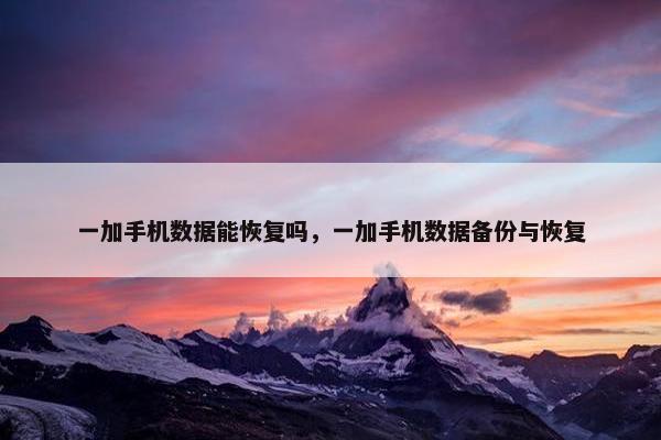 一加手机数据能恢复吗，一加手机数据备份与恢复