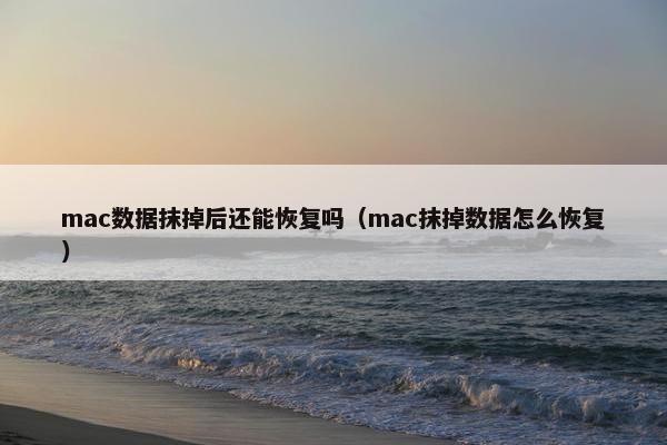 mac数据抹掉后还能恢复吗（mac抹掉数据怎么恢复）