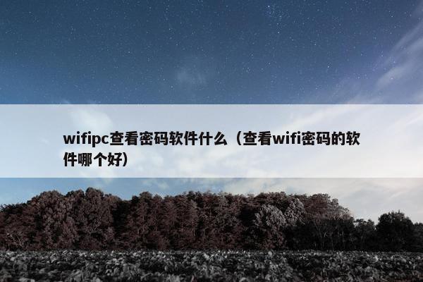wifipc查看密码软件什么（查看wifi密码的软件哪个好）