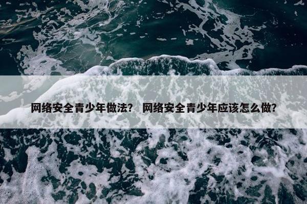 网络安全青少年做法？ 网络安全青少年应该怎么做？