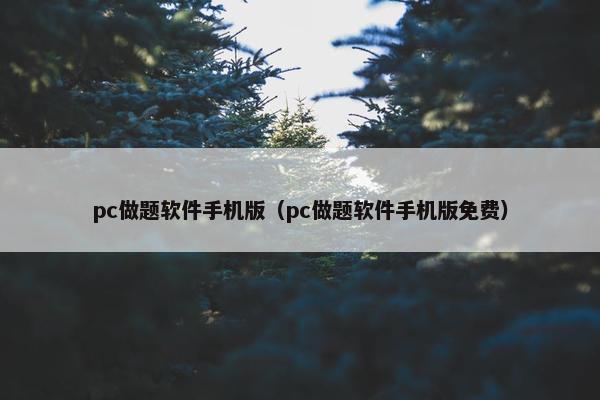 pc做题软件手机版（pc做题软件手机版免费）