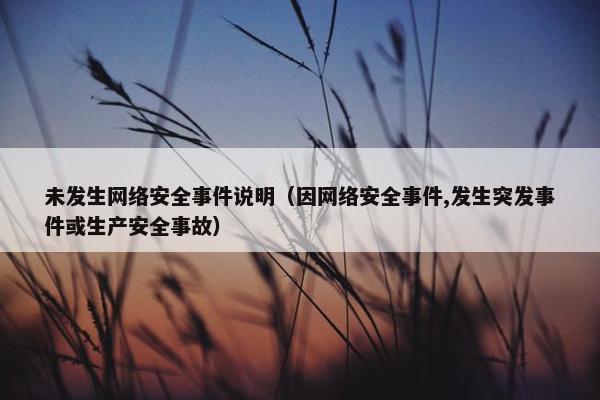 未发生网络安全事件说明（因网络安全事件,发生突发事件或生产安全事故）