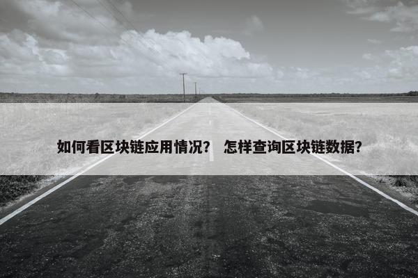 如何看区块链应用情况？ 怎样查询区块链数据？