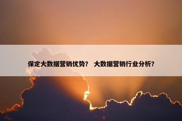 保定大数据营销优势？ 大数据营销行业分析？