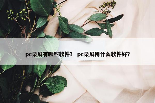 pc录屏有哪些软件？ pc录屏用什么软件好？
