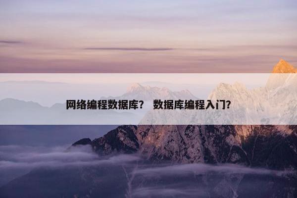 网络编程数据库？ 数据库编程入门？