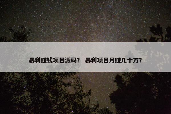 暴利赚钱项目源码？ 暴利项目月赚几十万？