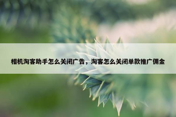 相机淘客助手怎么关闭广告，淘客怎么关闭单款推广佣金