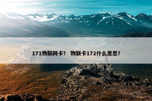 171物联网卡？ 物联卡172什么意思？