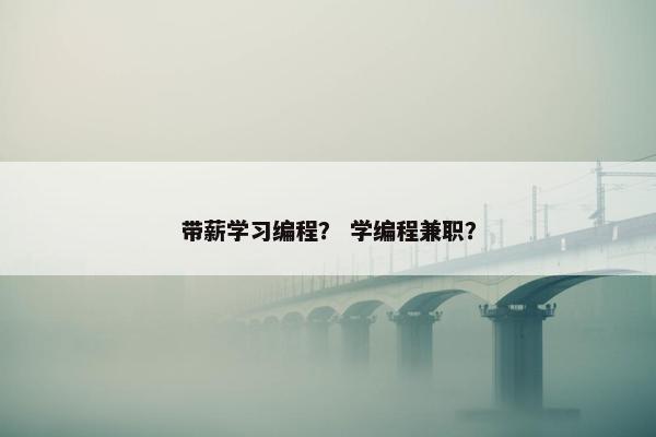 带薪学习编程？ 学编程兼职？