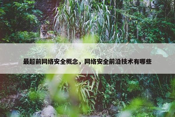 最超前网络安全概念，网络安全前沿技术有哪些
