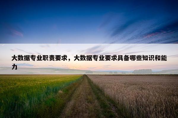大数据专业职责要求，大数据专业要求具备哪些知识和能力