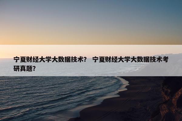 宁夏财经大学大数据技术？ 宁夏财经大学大数据技术考研真题？