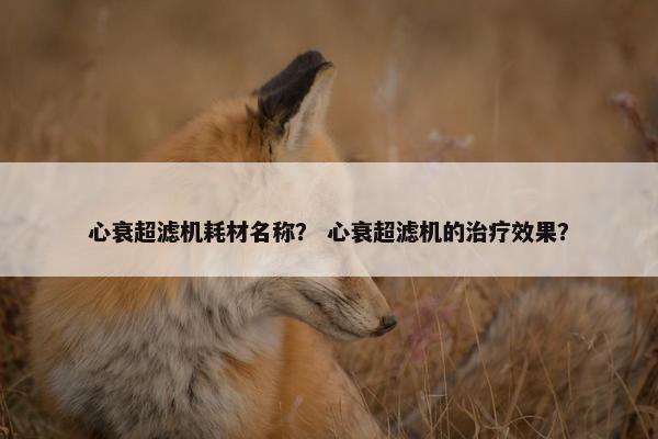 心衰超滤机耗材名称？ 心衰超滤机的治疗效果？