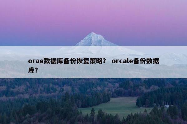 orae数据库备份恢复策略？ orcale备份数据库？