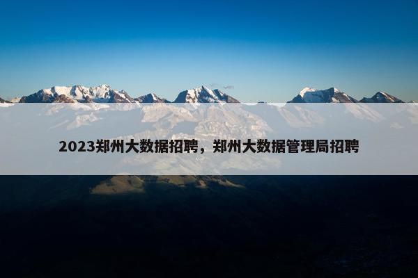 2023郑州大数据招聘，郑州大数据管理局招聘