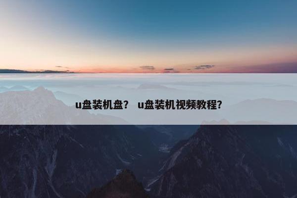 u盘装机盘？ u盘装机视频教程？